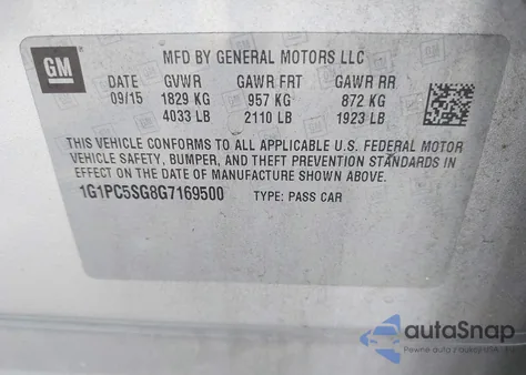 2016 Chevrolet Cruze Limited Ls Auto z USA, uszkodzony, nr VIN 1G1PC5SG8G7169500